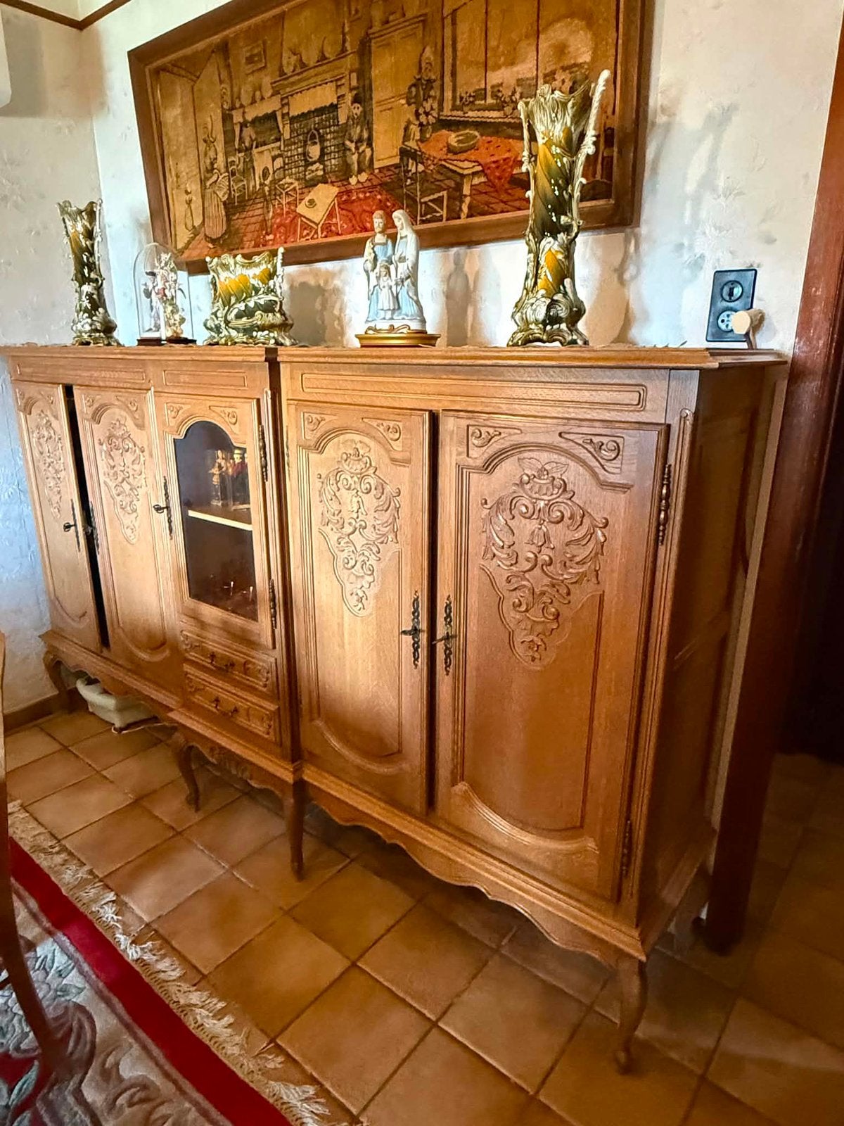 Massief eiken wandkasten in landelijke/Louis XV-stijl – set, Ophalen
