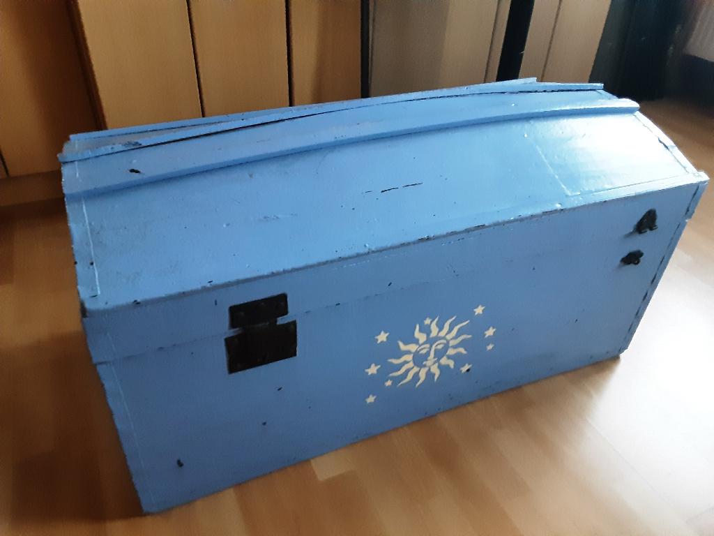 Oude piraten koffer., Huis en Inrichting, Woonaccessoires | Overige, Ophalen, Hout, Gebruikt, Blauw