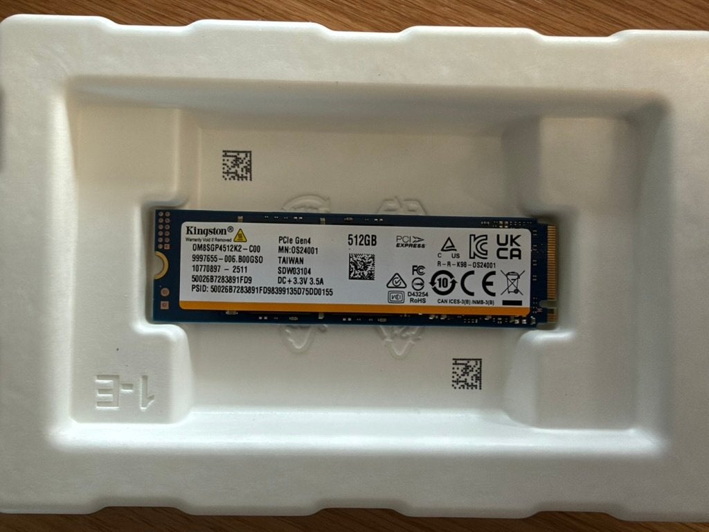 Kingston 512 GB M.2 2280 TLC PCIe NVMe Gen 4 SSD, Neuf, SSD, Interne, 500 GB