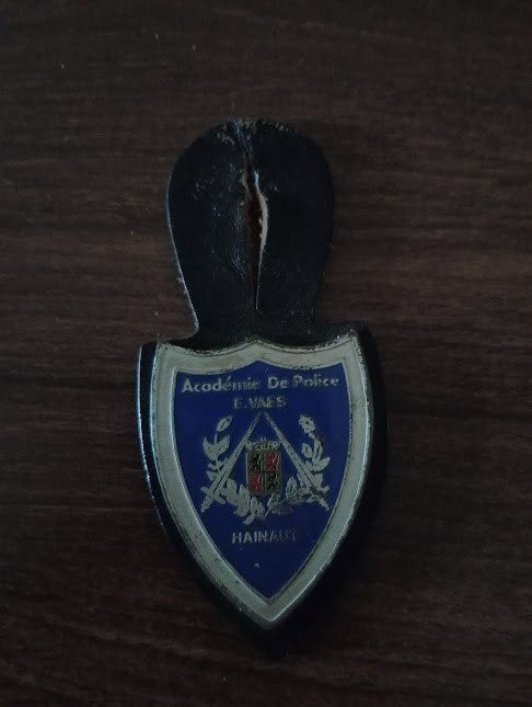 Borstzakhanger van de oude politieschool, Verzamelen, Militaria | Algemeen, Ophalen of Verzenden, Rijkswacht, Embleem of Badge