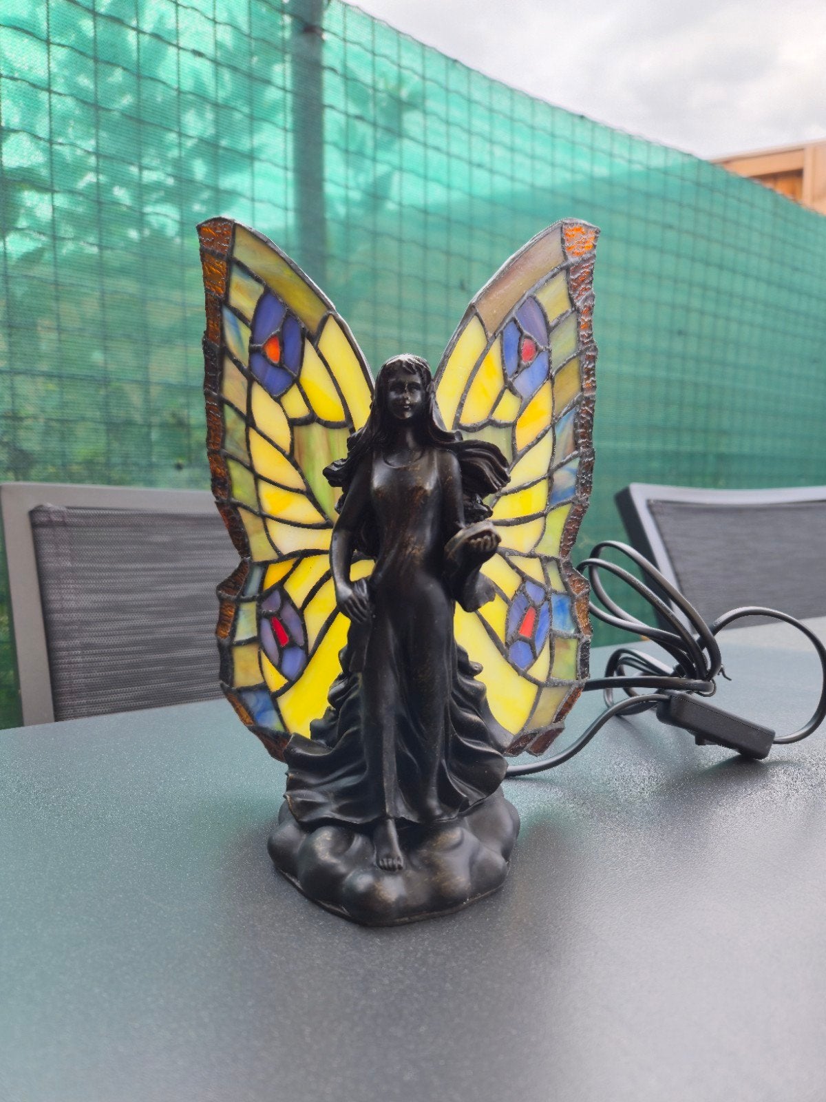 Prachtige glas in lood tiffany styl lady butterfly lamp, Enlèvement