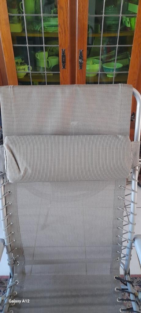 RELAXSTOEL . OPVOUWBAAR - VERSTELBAAR - STALEN FRAME .GRIJS., Tuin en Terras, Ophalen, Gebruikt, Metaal, Verstelbaar