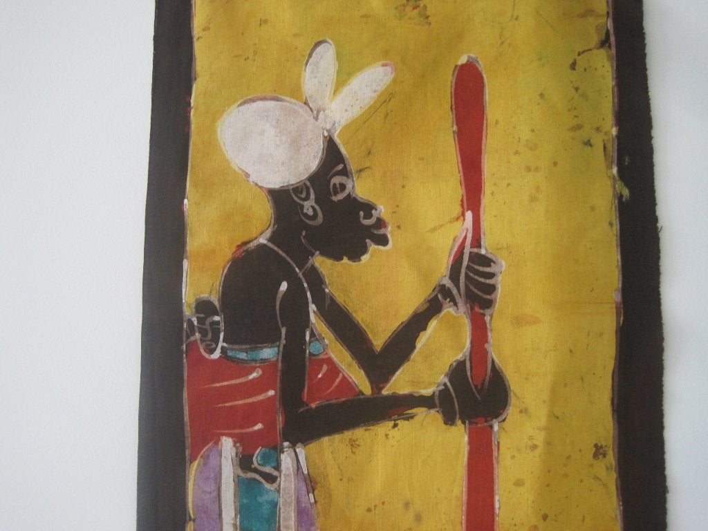 Afrikaanse kunst Batik muurhanger, Antiek en Kunst, Kunst | Niet-Westerse kunst, Wanddecoratie, Textiel, Afrika, Handgemaakt