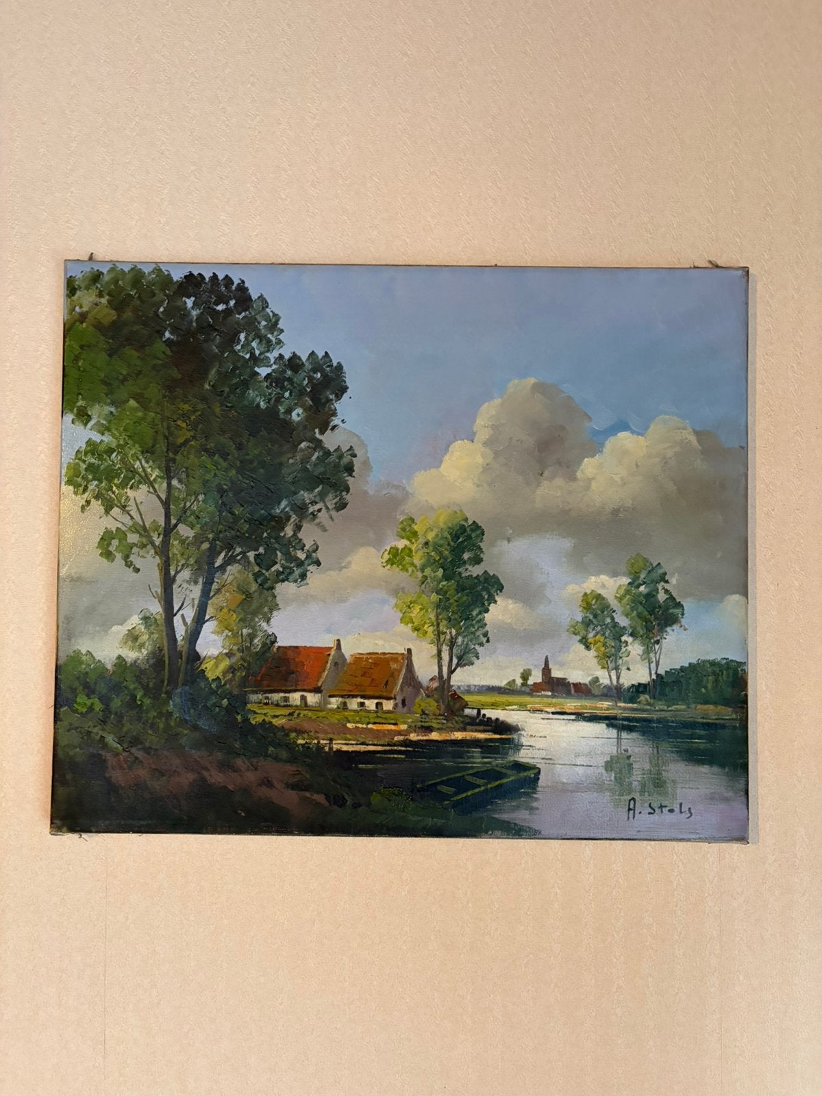 Peinture ancienne d'Albert Stols, Enlèvement, Classique, Paysage, Toile