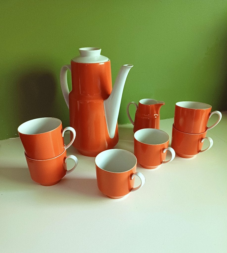 Vintage oranje koffie servies Winterling Bavaria, Huis en Inrichting, Keuken | Servies, Vintage, Ophalen