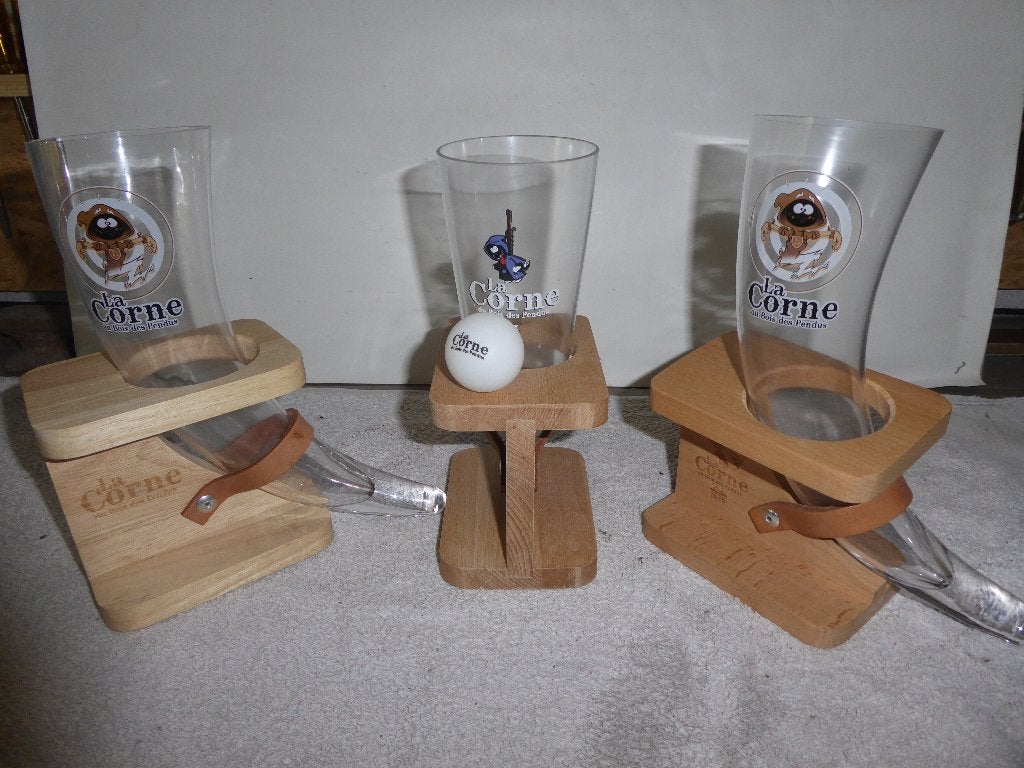 3 verres la corne du bois du pendu + boule, Enlèvement, Utilisé, Verre ou Verres