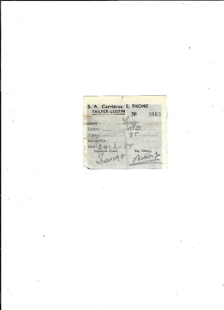 S.A. Carrières  E. Thone à Tailfer-Lustin, Enlèvement ou Envoi, Utilisé