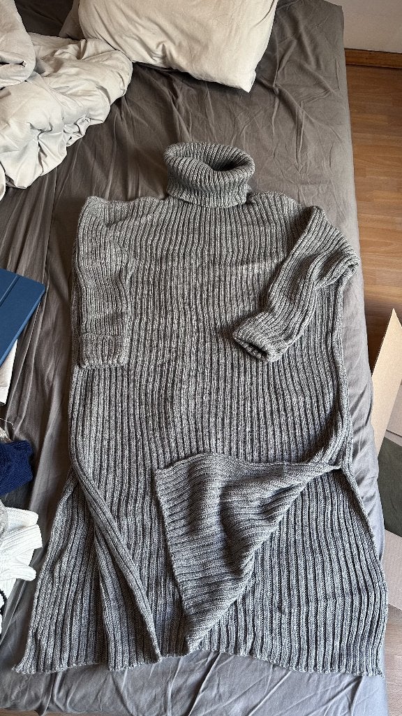 Lange grijze sweaterjurk met col — Gemaakt in Italië, Kleding | Dames, Ophalen, Nieuw, Grijs, Boven de knie