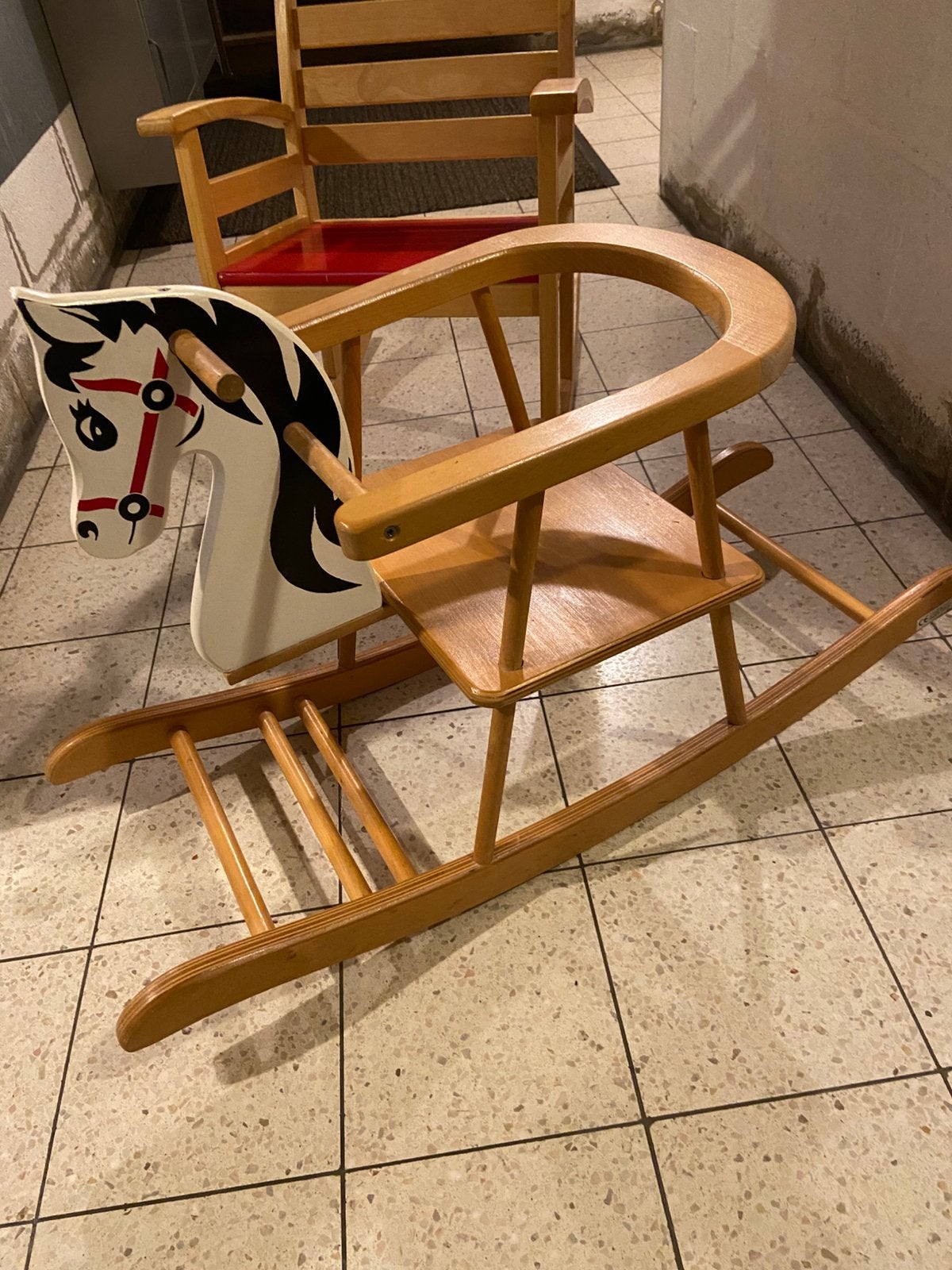 Kinder schommel paardje en stoel, Enlèvement, Comme neuf