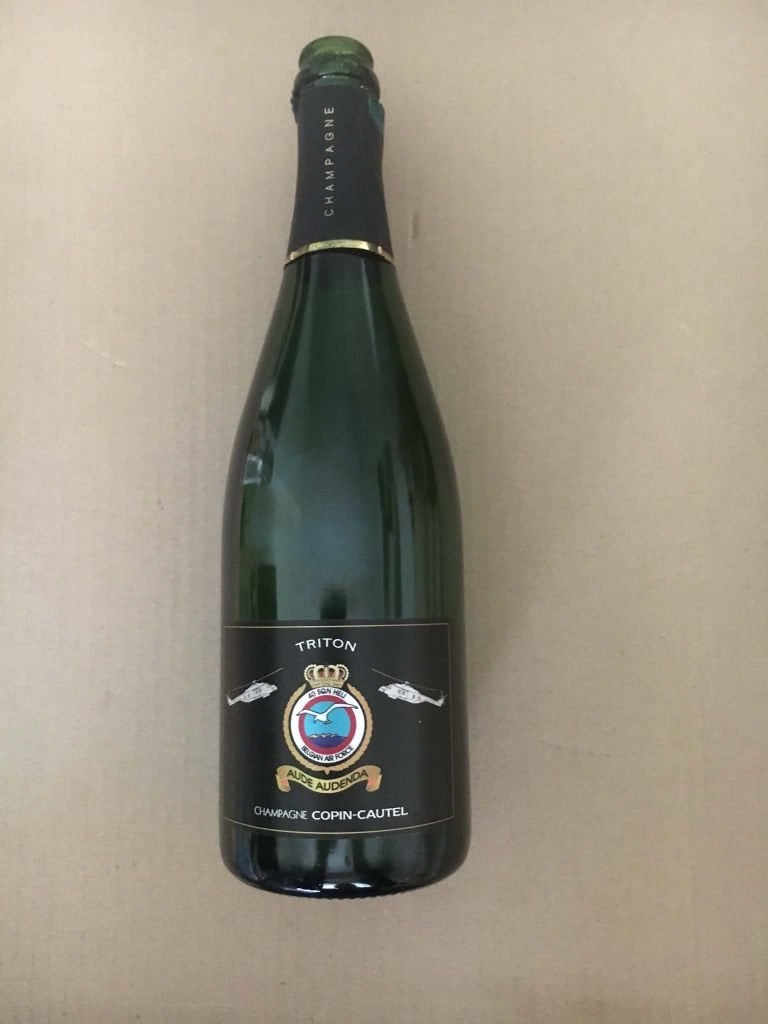 Lege Fles Champagne - NH90 - 40 Sqn - Basis Koksijde., Ophalen, Gebruikt, Overige typen
