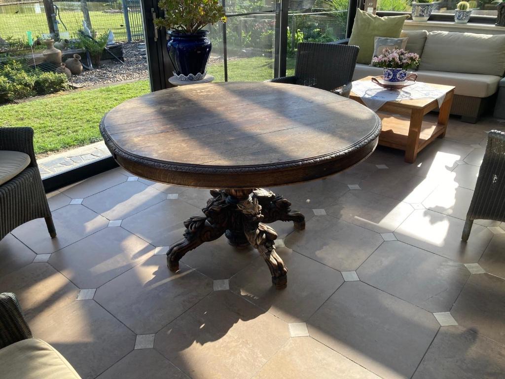 Ronde tafel, Ophalen, Gebruikt, 100 tot 150 cm, 100 tot 150 cm