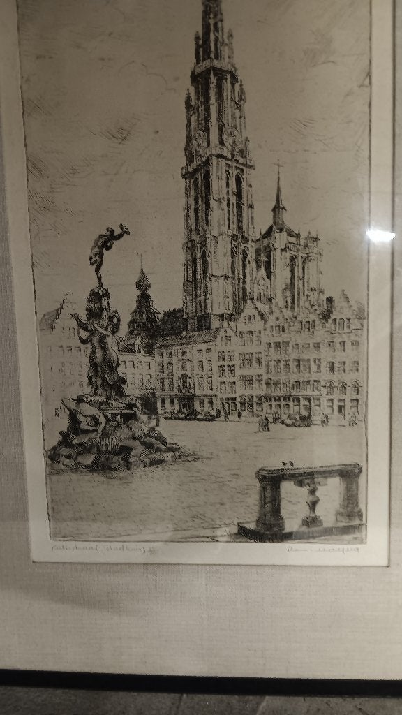 Ets Antwerpen Romain Malfliet, Antiquités & Art, Enlèvement, Encadré, Dessin, Paysage urbain / rural