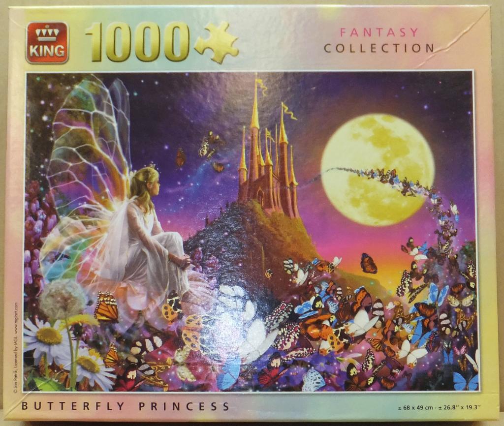 Puzzel - King 1000 - Fantasy Collection, Butterfly Princess, Envoi, 500 à 1500 pièces, Utilisé, Puzzle