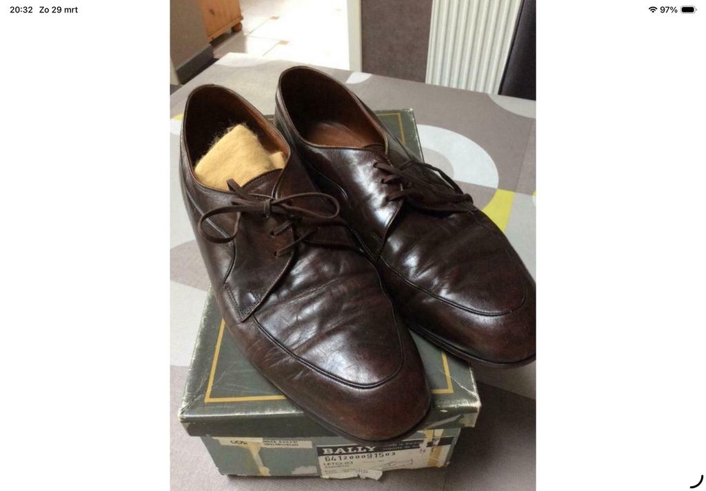 Lederen mannenschoenen maat 43 Bally, Bruin, Ophalen of Verzenden, Gedragen, Veterschoenen