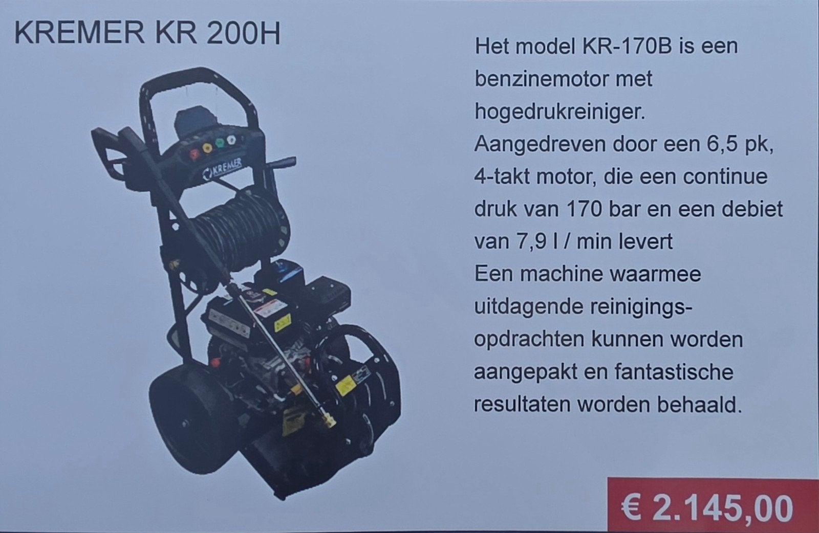 Nettoyeur haute pression Kremer KR 200H, Enlèvement ou Envoi, Neuf