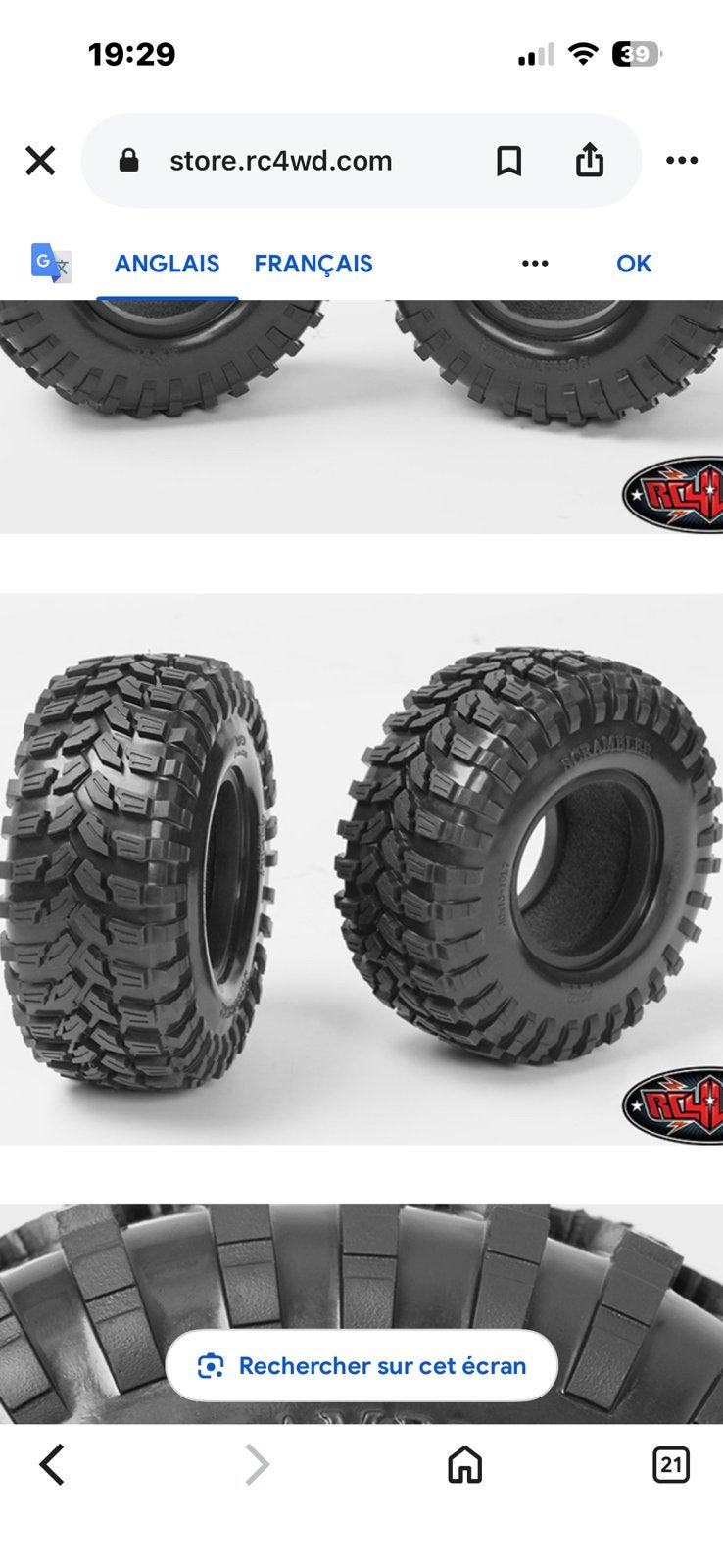 1 paire de pneus 1.9 rc4wd a vendre ., Enlèvement ou Envoi, Neuf
