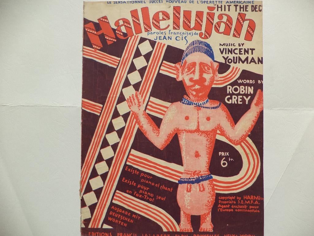 1927 HALLELUJAH FOX TROT POUR PIANO ET CHANT VINCENT YOUMAN, Livres, Enlèvement ou Envoi