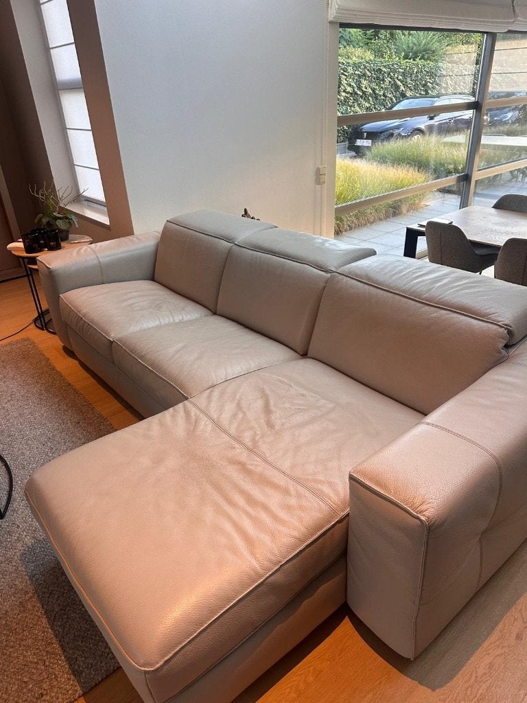 Natuzzi lederen salon, Huis en Inrichting, Ophalen, Gebruikt, Leer, Scandinavisch
