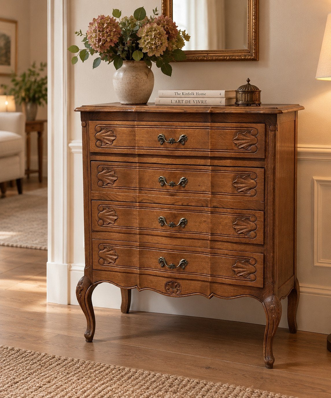 Commode chêne, 3 ou 4 tiroirs, 25 à 50 cm, Moins de 100 cm, Chêne