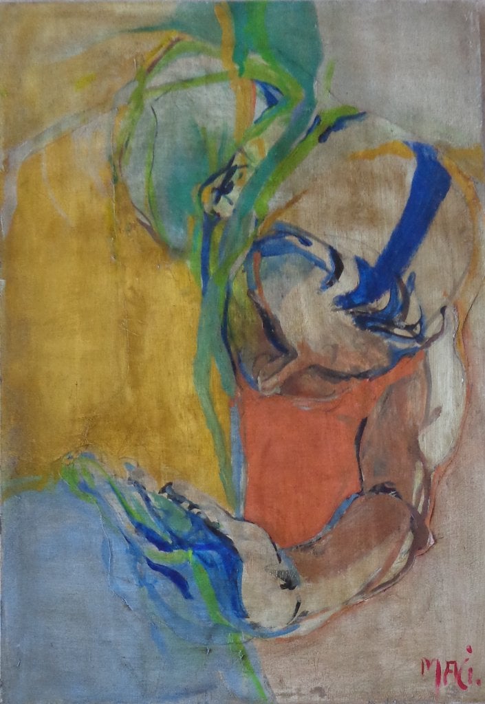 ONLEESBAAR / MALI / OLIEVERF DOEK / 90x62cm / CHASSIS / SIG, Antiquités & Art, Enlèvement