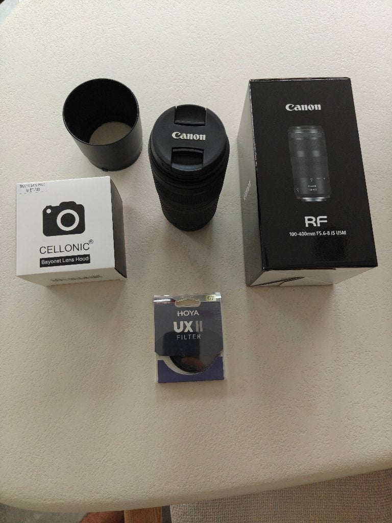 Canon RF 100-400mm F5.6-8 IS USM + filter + zonnekap, Audio, Tv en Foto, Foto | Lenzen en Objectieven, 400 mm, Canon, Canon RF