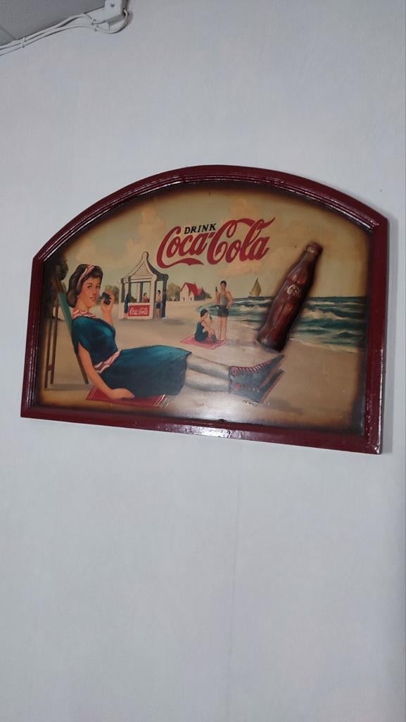 Houten reclame paneel Coca Cola, Verzamelen, Ophalen