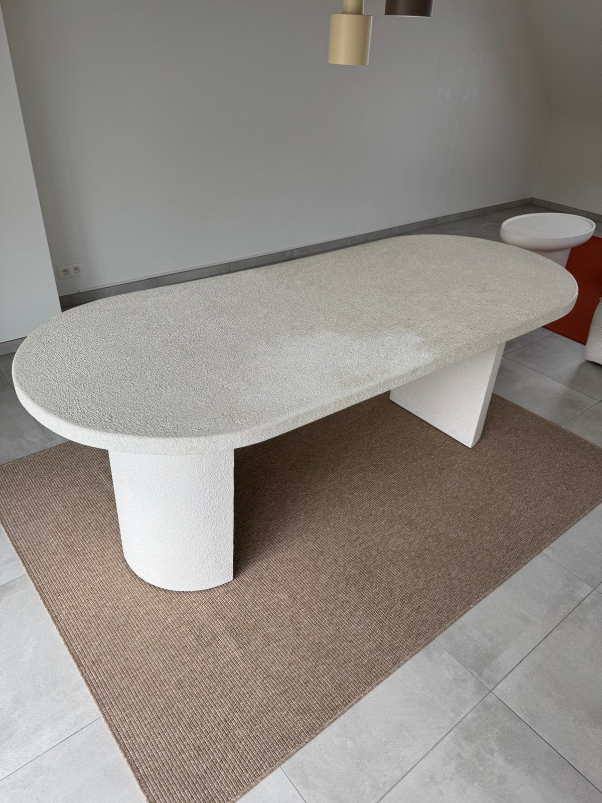 Ovale eettafel – crème/wit – organische stijl, Ophalen, Zo goed als nieuw