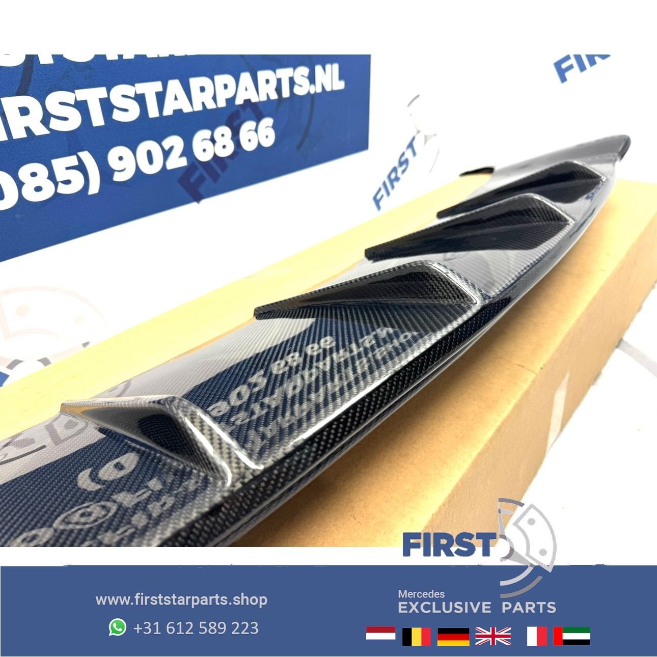 W167 GLE63 AMG CARBON FRONT BUMPER SPOILER GLE63 AMG V167 C1, Auto-onderdelen, Gebruikt, Voor, Ophalen of Verzenden, -