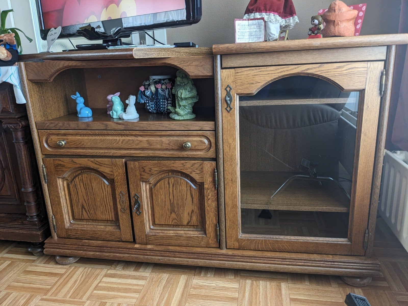 TV kast, Huis en Inrichting, Ophalen, Gebruikt, 100 tot 150 cm, Overige houtsoorten