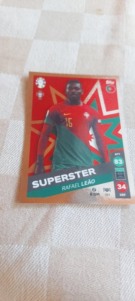voetbalplaatje EK 2024 Rafael Leao Portugal, Ophalen of Verzenden, Nieuw, Plaatje