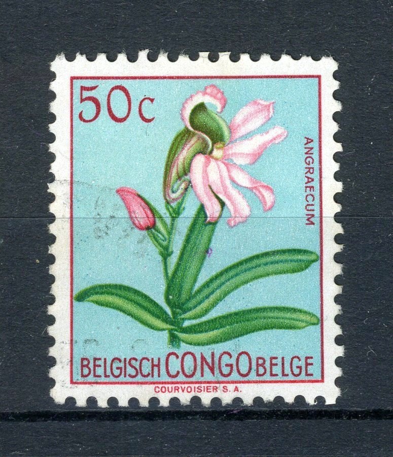 CLOCHE. CONGO 307 estampillé 1952 - Fleurs multicolores, Envoi, Non oblitéré, Oblitéré
