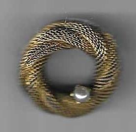Broche dorée avec perle (Juweel 0017), Bijoux, Sacs & Beauté, Broches, Enlèvement ou Envoi, Or, Moins de 4 cm, Utilisé