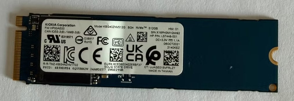 Kioxia Ssd NVMe 512 gb, Computers en Software, Intern, Gebruikt, KIOXIA, SSD