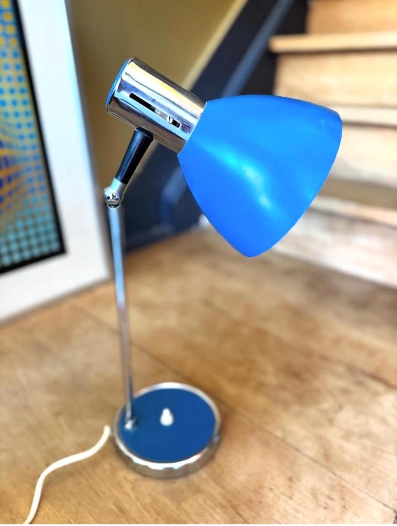 Lampe de bureau vintage bleue, Enlèvement ou Envoi