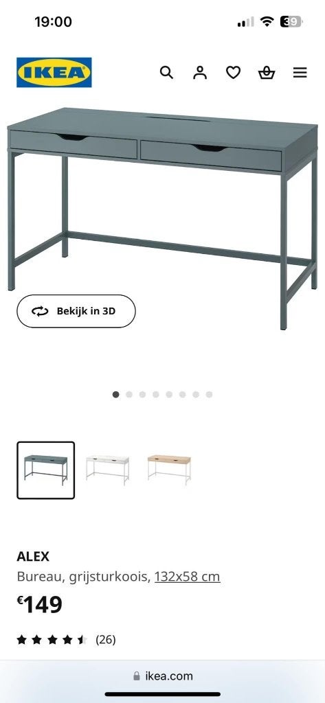 bureau, Ophalen, 132 cm, Spaanplaat of MDF, Zo goed als nieuw