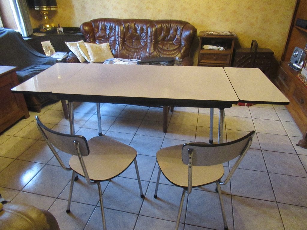 Tafel met 6 stoelen, Ophalen, Overige materialen, Gebruikt, 100 tot 150 cm