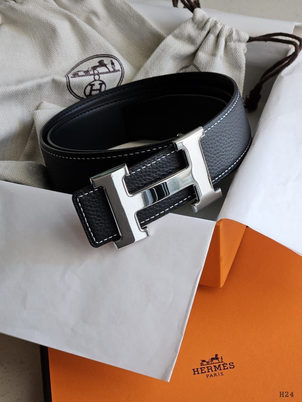 Ceinture Hermès, Neuf, Cuir véritable, 105 à 115 cm, Ceinture
