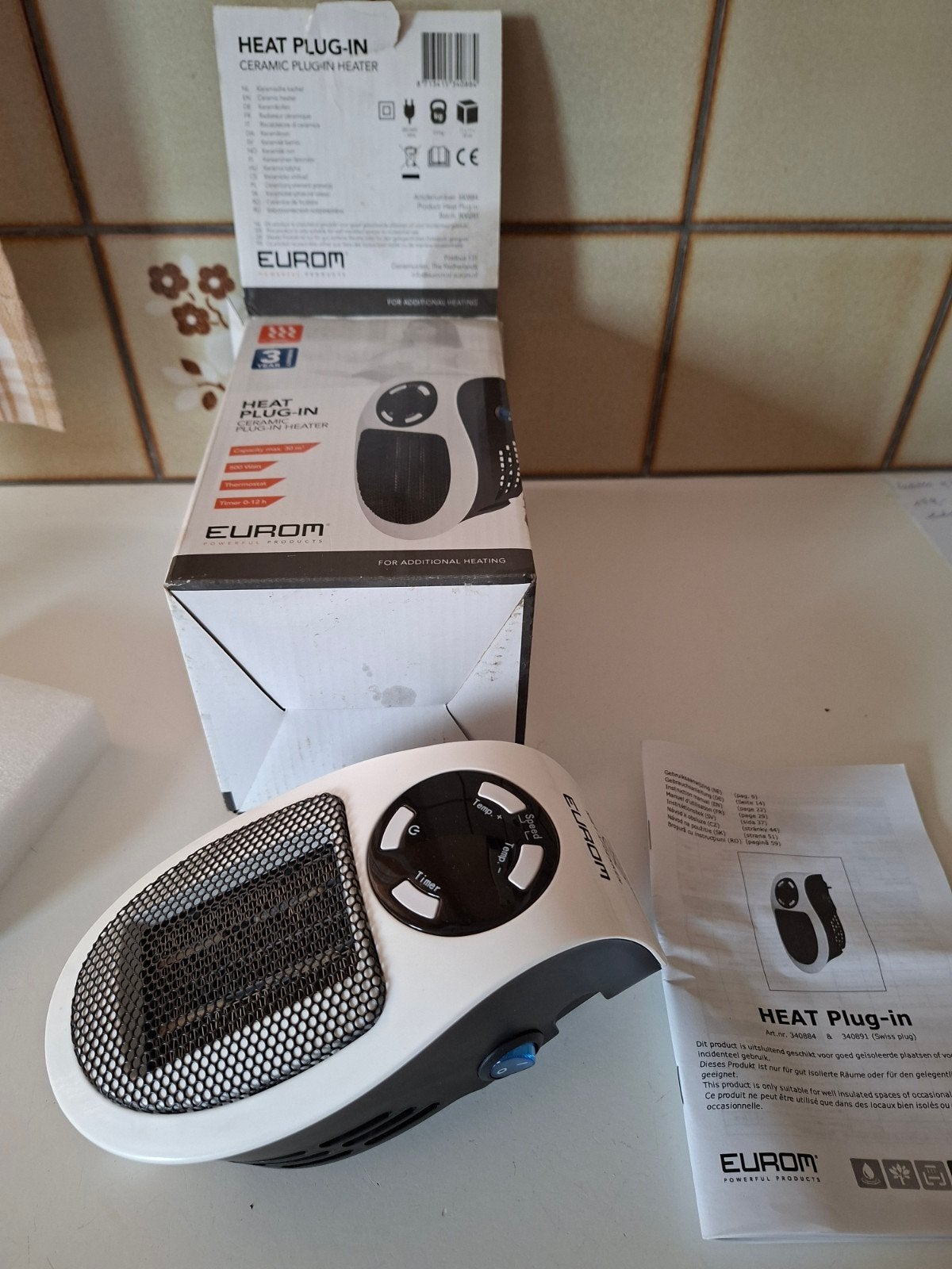 verwarming heat plug-in eurom 500w thermostaat, Ophalen, Nieuw, Thermostaat