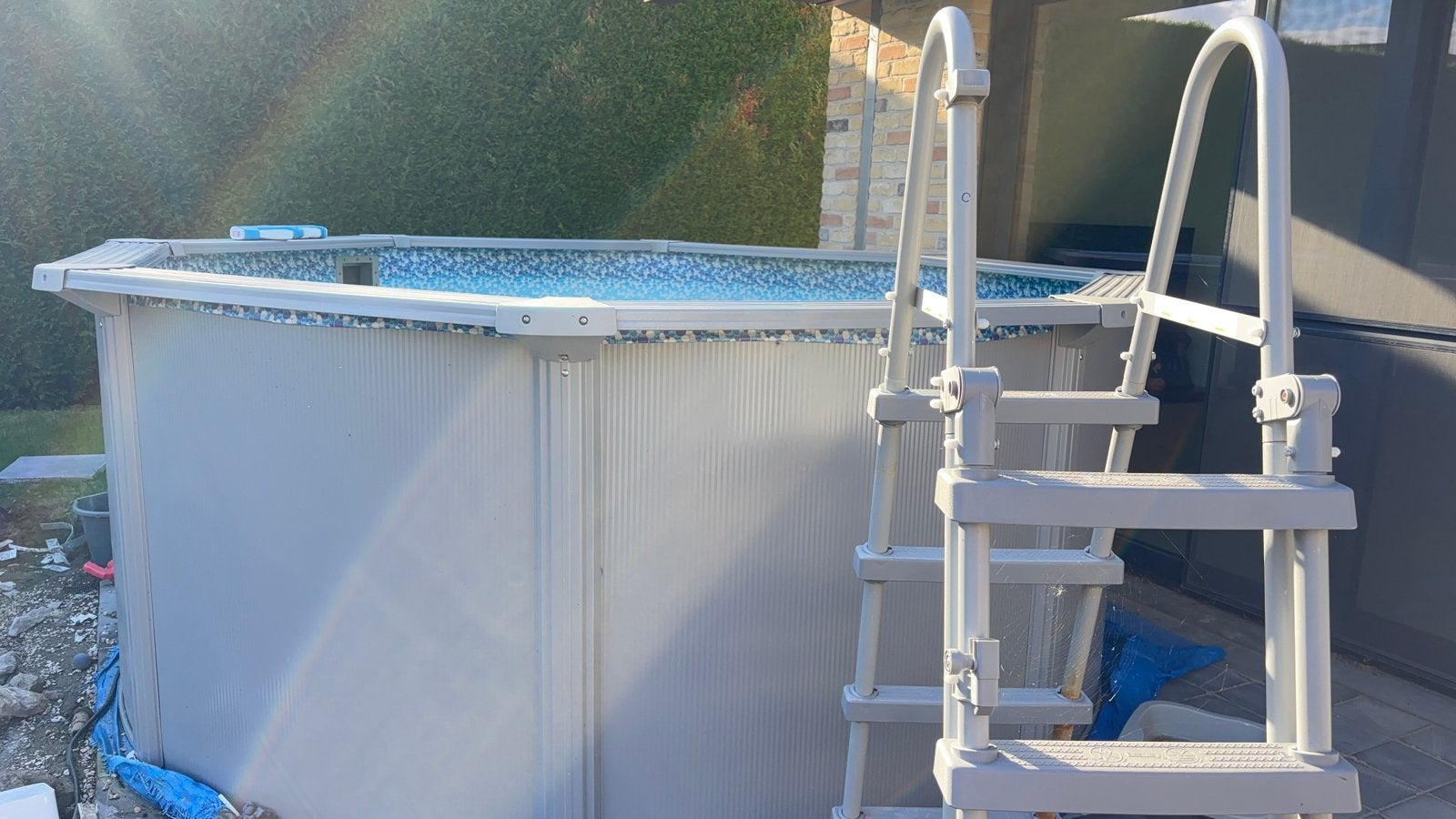 zwembad diameter 3 meter met zandfilter en trap, Ophalen, Zo goed als nieuw, Ladder
