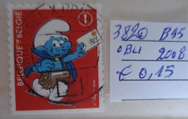 België 3820 (O) B95, Verzenden, Zonder envelop, Gestempeld, Gestempeld