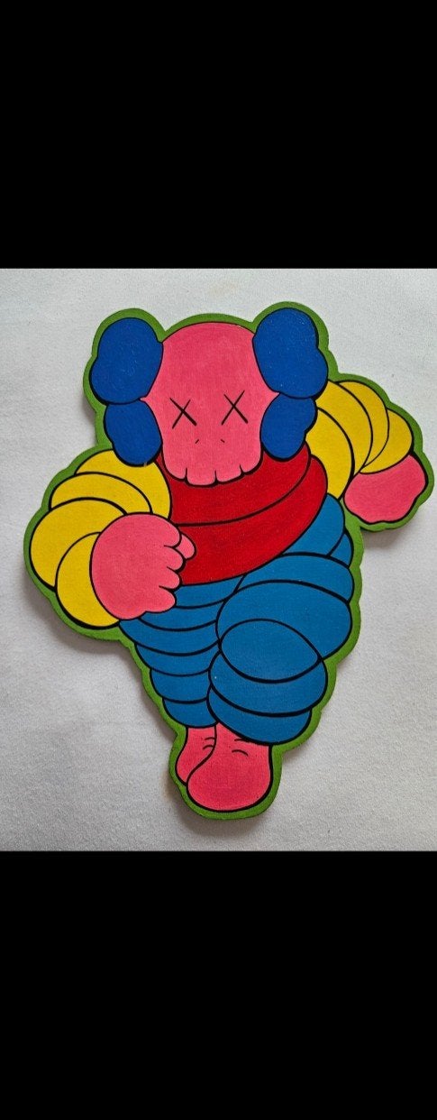KAWS : 2 zeer zeldzame acrylic cutouts reliëfs on wood, Antiquités & Art, Bois, Figures, Peinture acrylique, Édition limitée