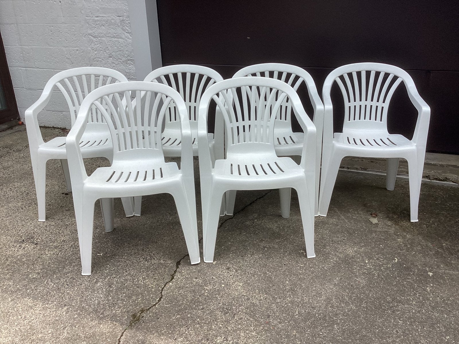 6 witte tuinzetels met bijpassende kussens nieuw, Tuin en Terras, Tuinstoelen, Ophalen, Nieuw, Kunststof, Stapelbaar