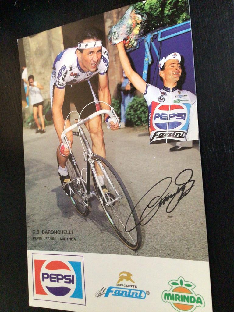 poster wielerkaart 1988 team pepsi  g b  baronchelli signe, Verzenden, Zo goed als nieuw