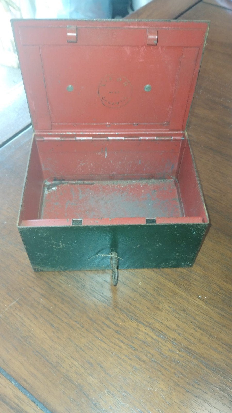 Oud geld koffertje zie foto's, Antiek en Kunst, Ophalen