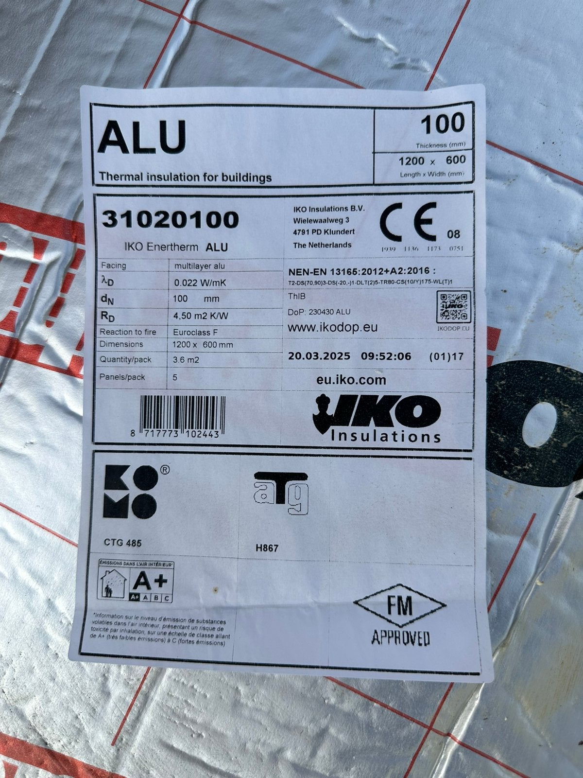 Isolatieplaten platen 1200x600mm 100mmdik, Doe-het-zelf en Bouw, Ophalen of Verzenden, Zo goed als nieuw, Dakisolatie