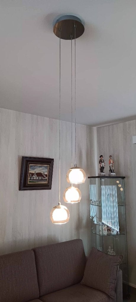 Verlichting, Huis en Inrichting, Lampen | Hanglampen, Ophalen, Zo goed als nieuw, Glas, Modern