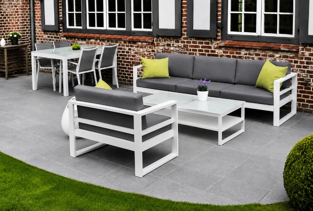 Jati Kebon loungeset + tuintafel set, Tuin en Terras, Ophalen, 4 zitplaatsen, Aluminium, Zo goed als nieuw