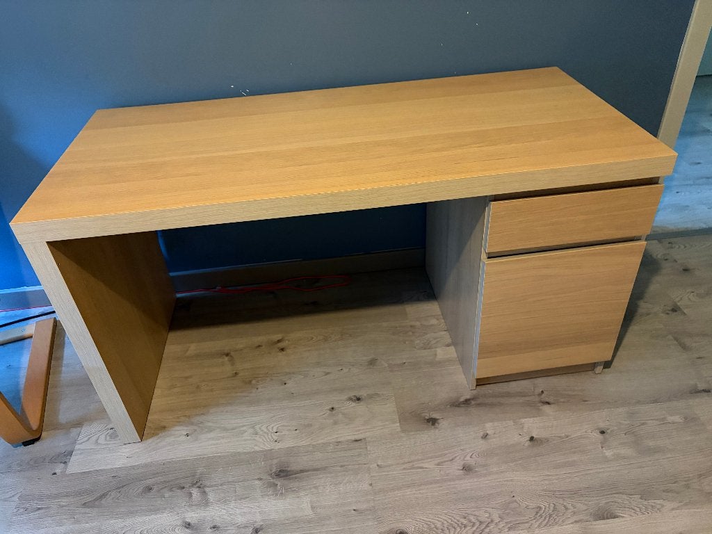 bureau, Ophalen, Met lades, Spaanplaat of MDF, Bruin