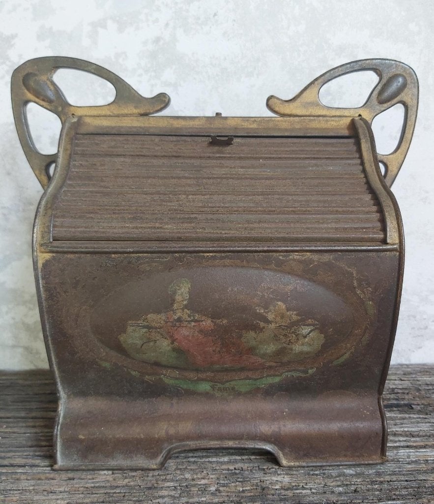 Antiek Art Nouveau Koekjesblik Huntley & Palmers ca 1905, Collections, Boîte en métal, Enlèvement ou Envoi, Utilisé, Biscuits
