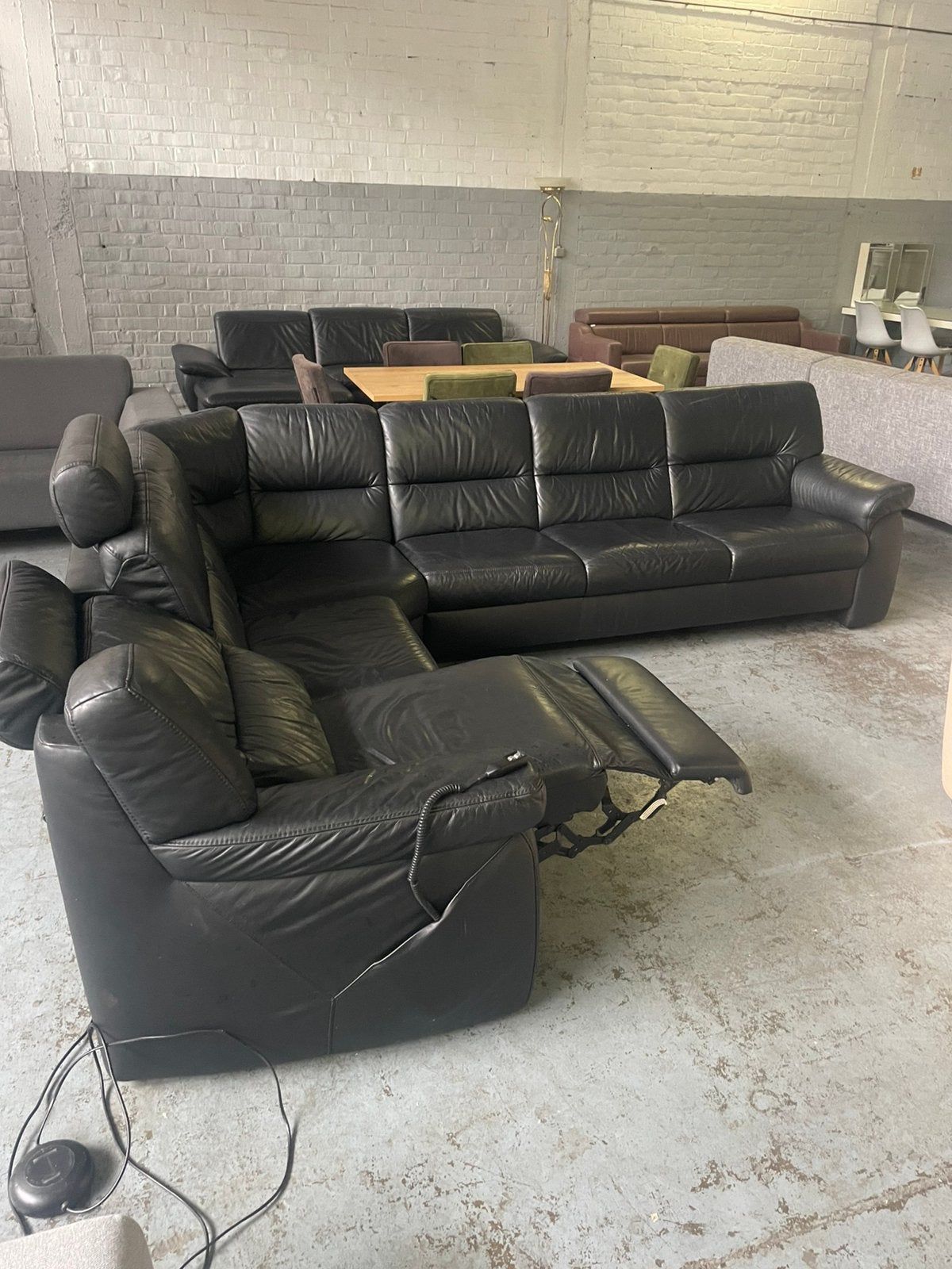 Elektrische leren hoekbank, Huis en Inrichting, Ophalen, Zo goed als nieuw, Leer